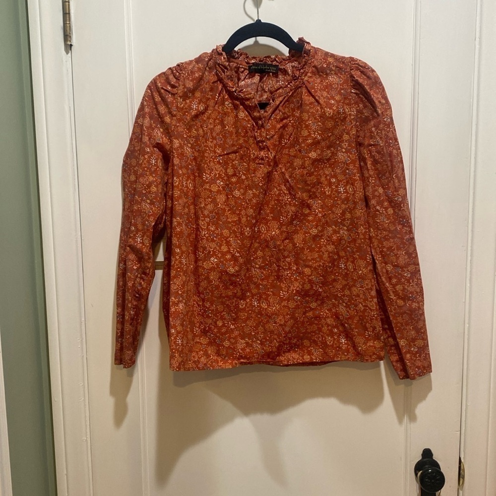 House of Harlow 1960 Rust fliral peasant blouse medium